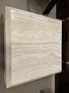 Postmodern Travertine Coffee Table with Ming Style Legs