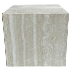 Postmodern Travertine Cube Side Table