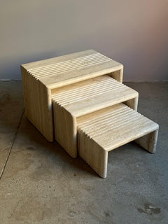 Postmodern Travertine Nesting Side Tables, a Set of 3