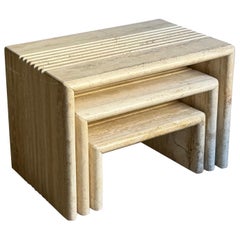 Postmodern Travertine Nesting Side Tables, a Set of 3