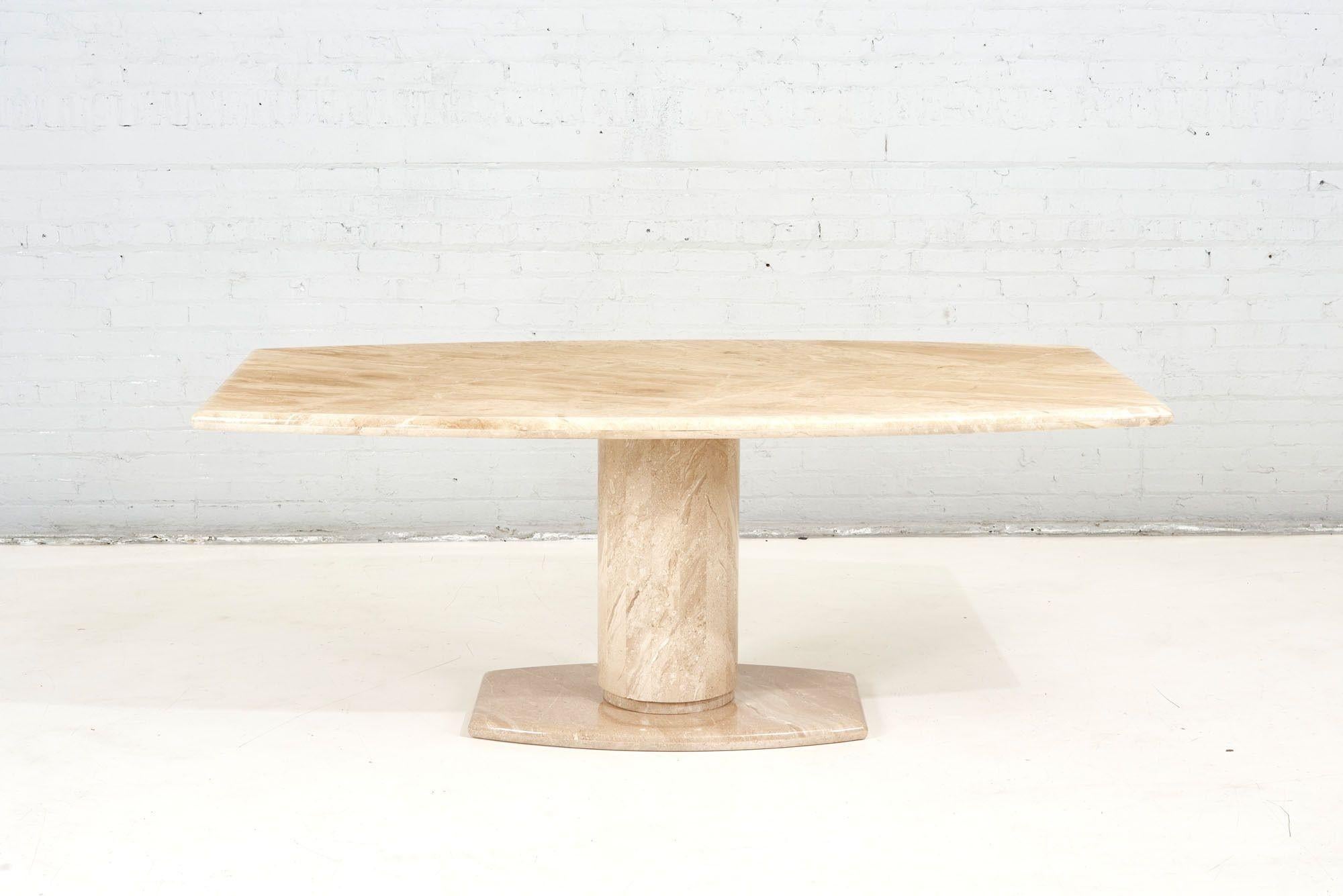 Post-Modern Postmodern Travertine Pedestal Base and Dining Table, 1970