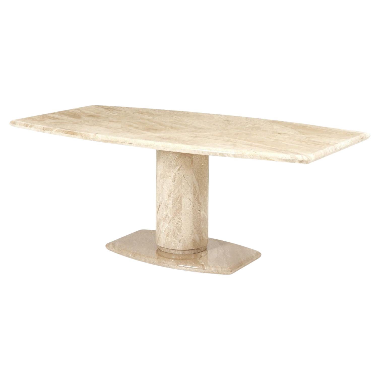 Postmodern Travertine Pedestal Base and Dining Table, 1970