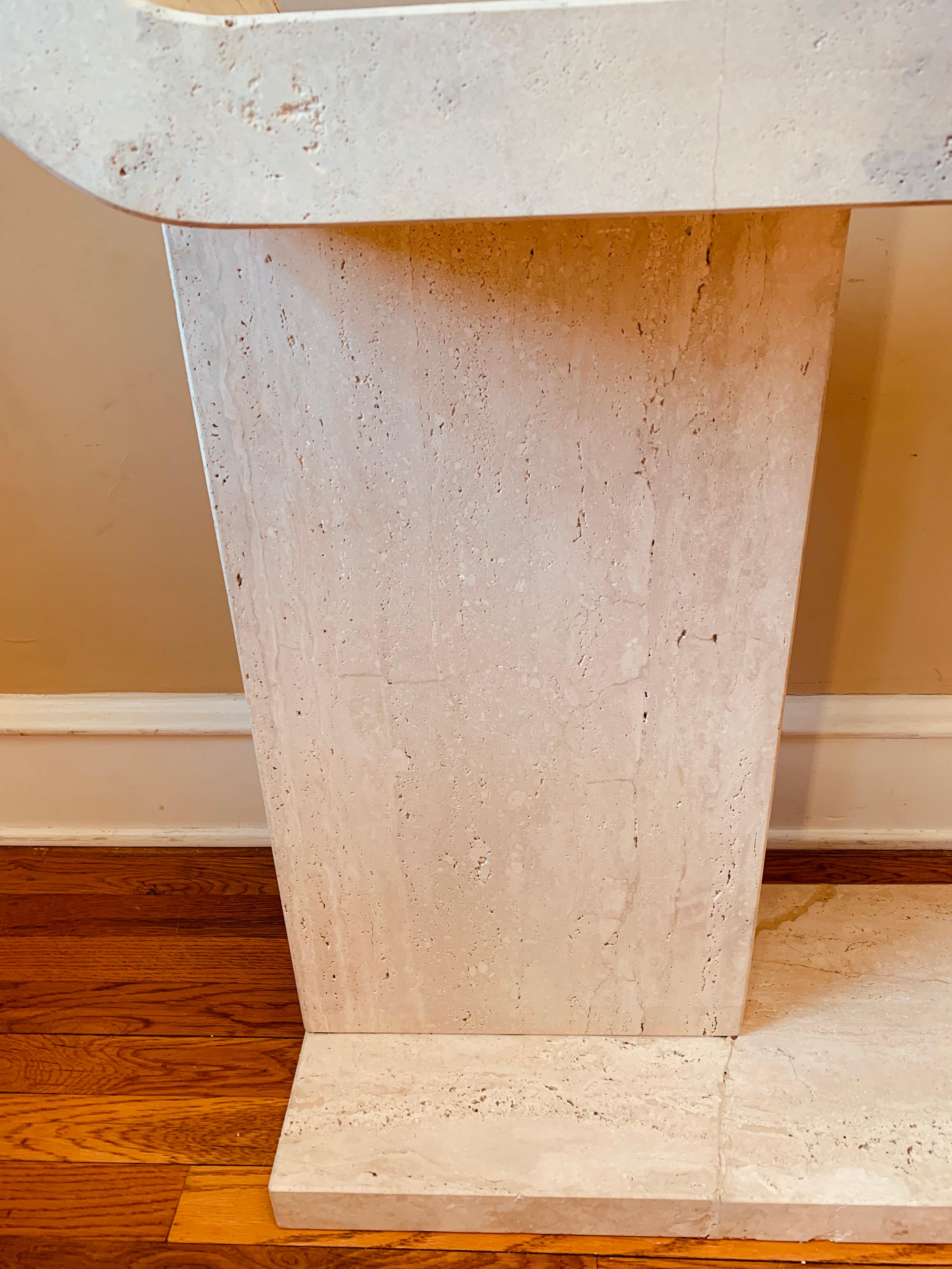 Postmodern Travertine Sculptural Console Table 5