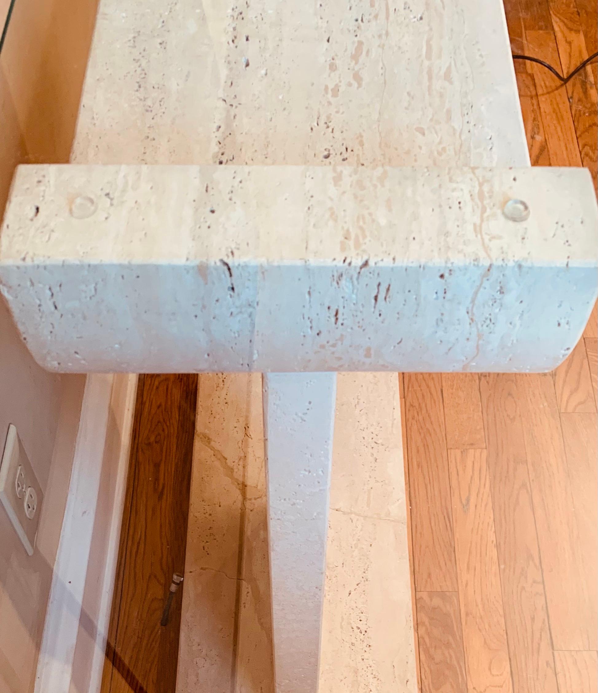 Postmodern Travertine Sculptural Console Table In Good Condition In Philadelphia, PA
