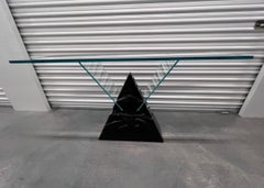 Postmodern Triangle Marble Base Console Table in the Style of Massimo Vignelli