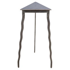 Postmodern Triangular Wrought Iron Pedestal Table