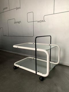 Postmodern Trolley, Memphis Style, Quaderna Pattern, Italy 1980s