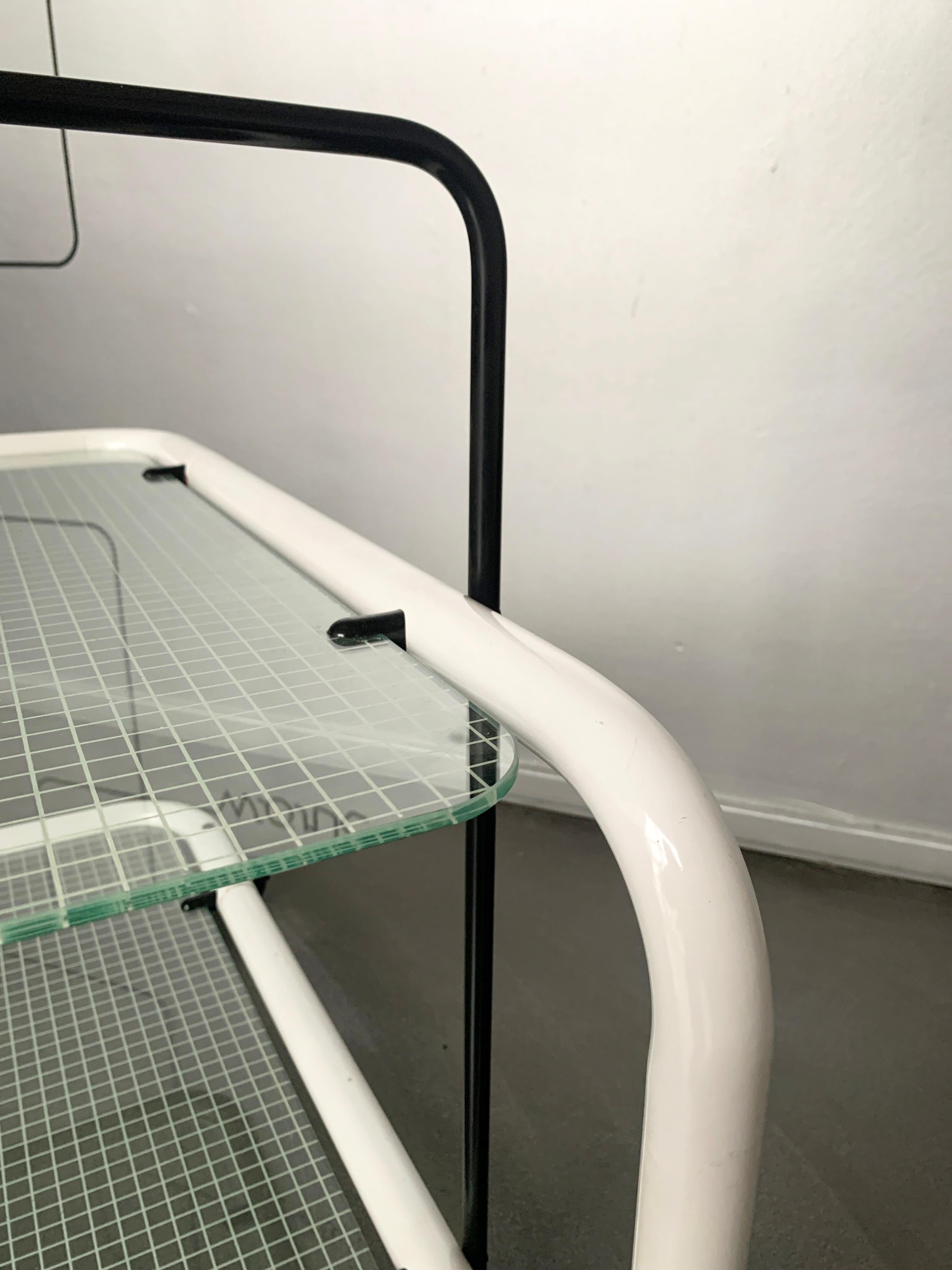 Italian Postmodern Trolley, Memphis Style, Quaderna Pattern, Italy 1980s For Sale