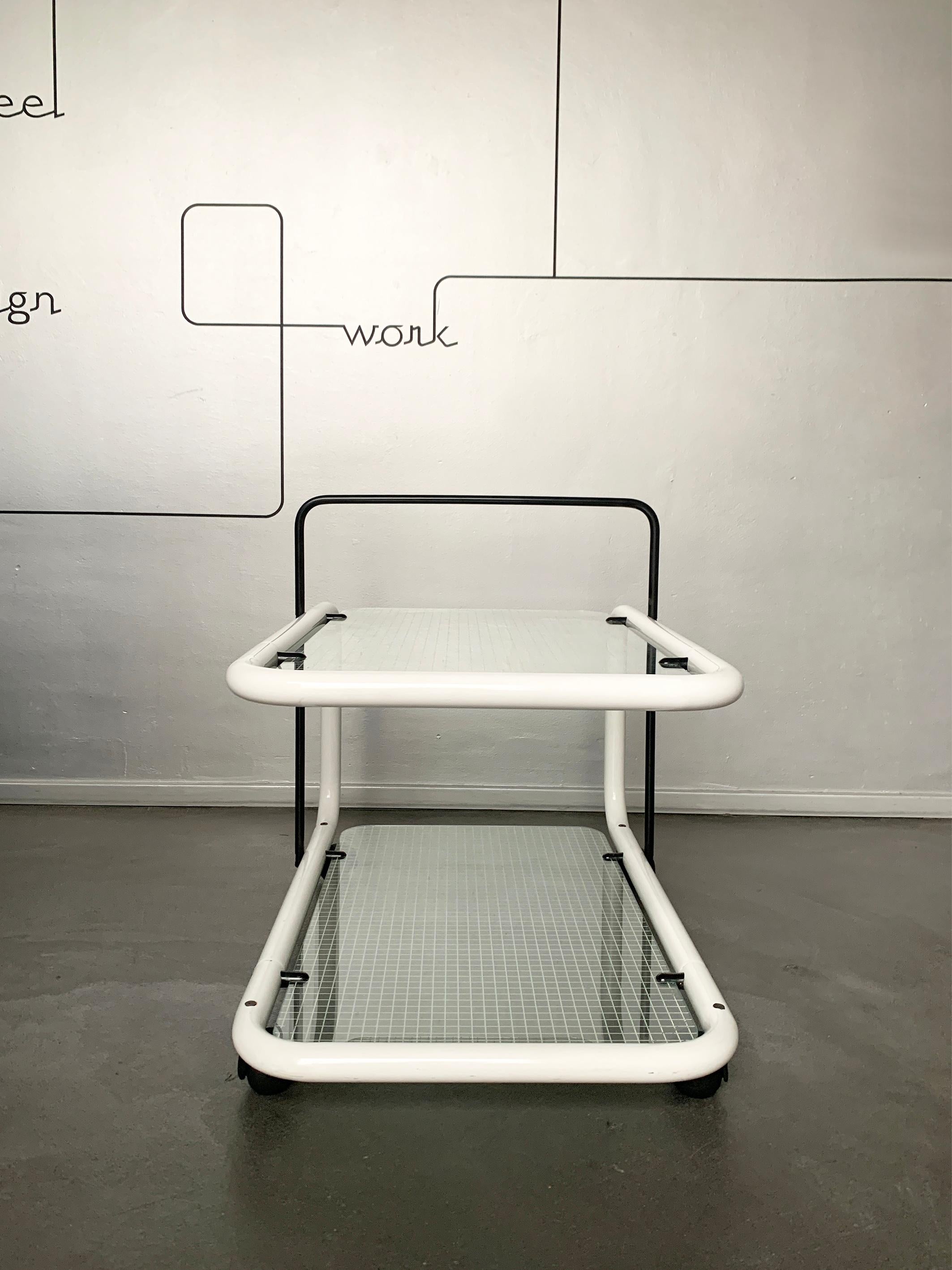 20th Century Postmodern Trolley, Memphis Style, Quaderna Pattern, Italy 1980s For Sale
