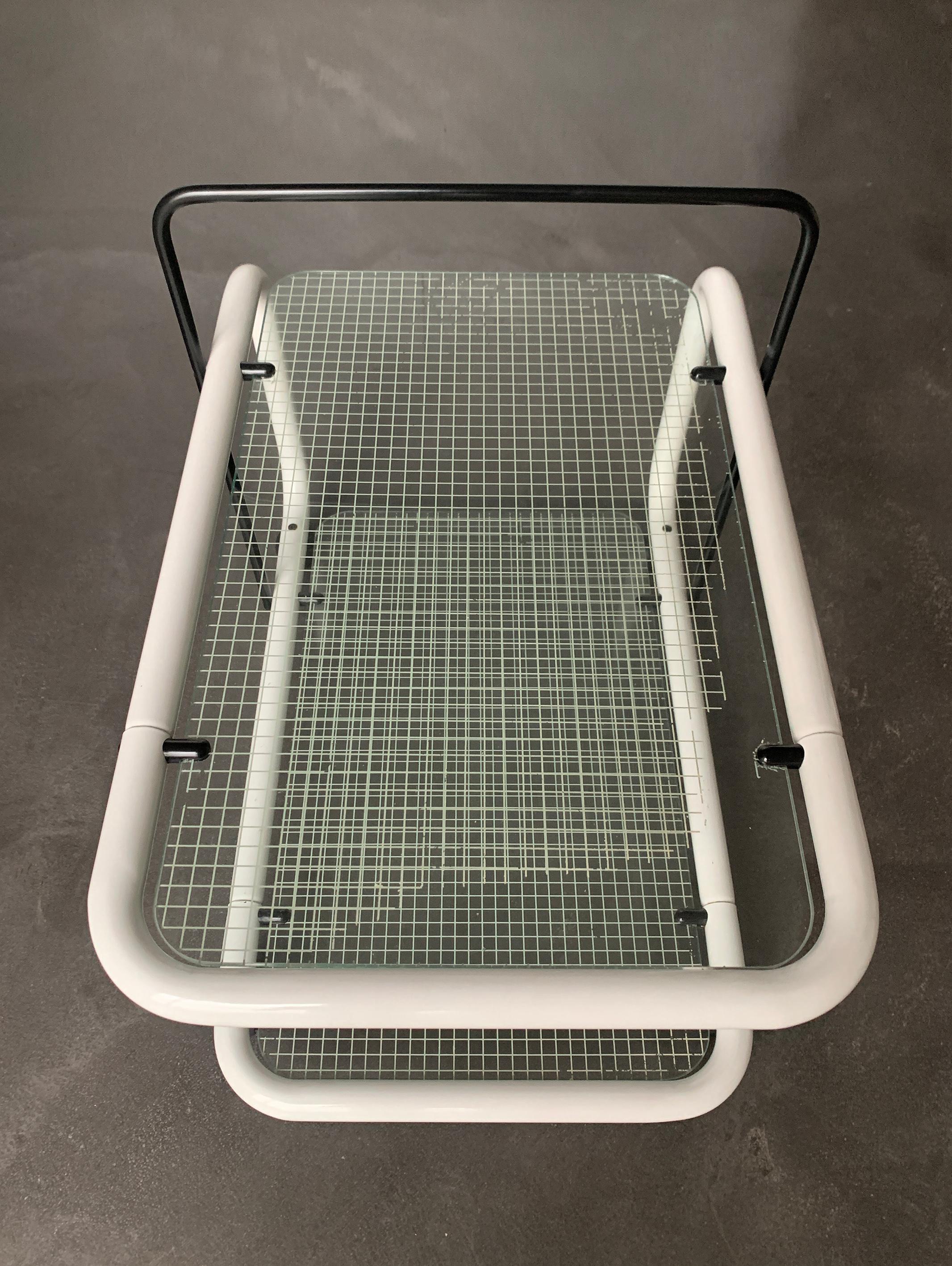 Postmodern Trolley, Memphis Style, Quaderna Pattern, Italy 1980s For Sale 2