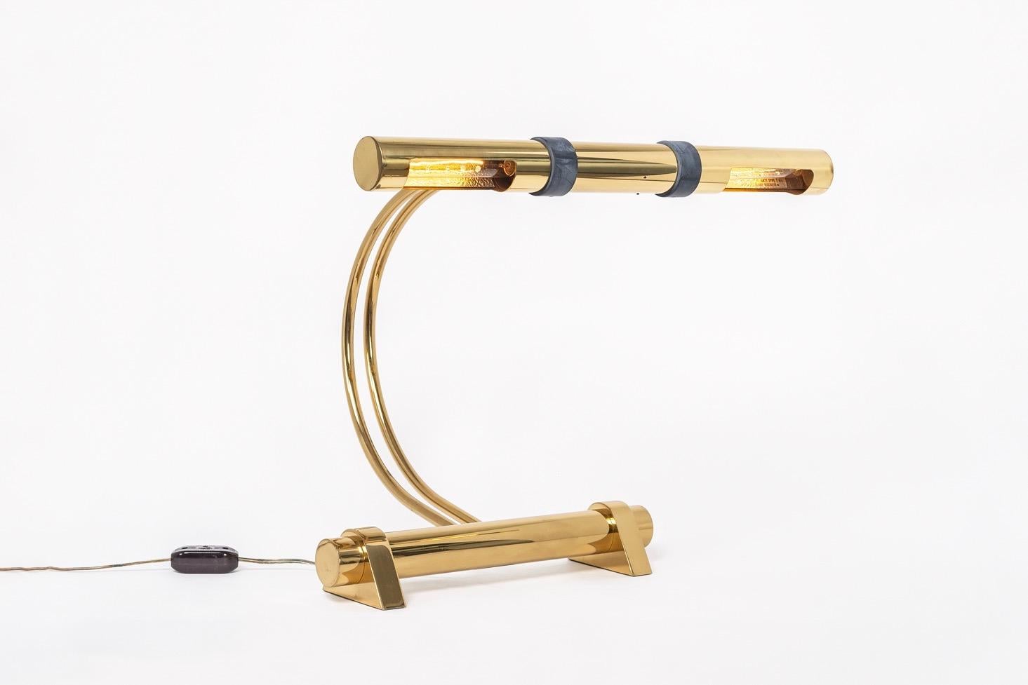 Unknown Postmodern Tubular Brass Table Lamp by Casella Lighting, 1970s For Sale