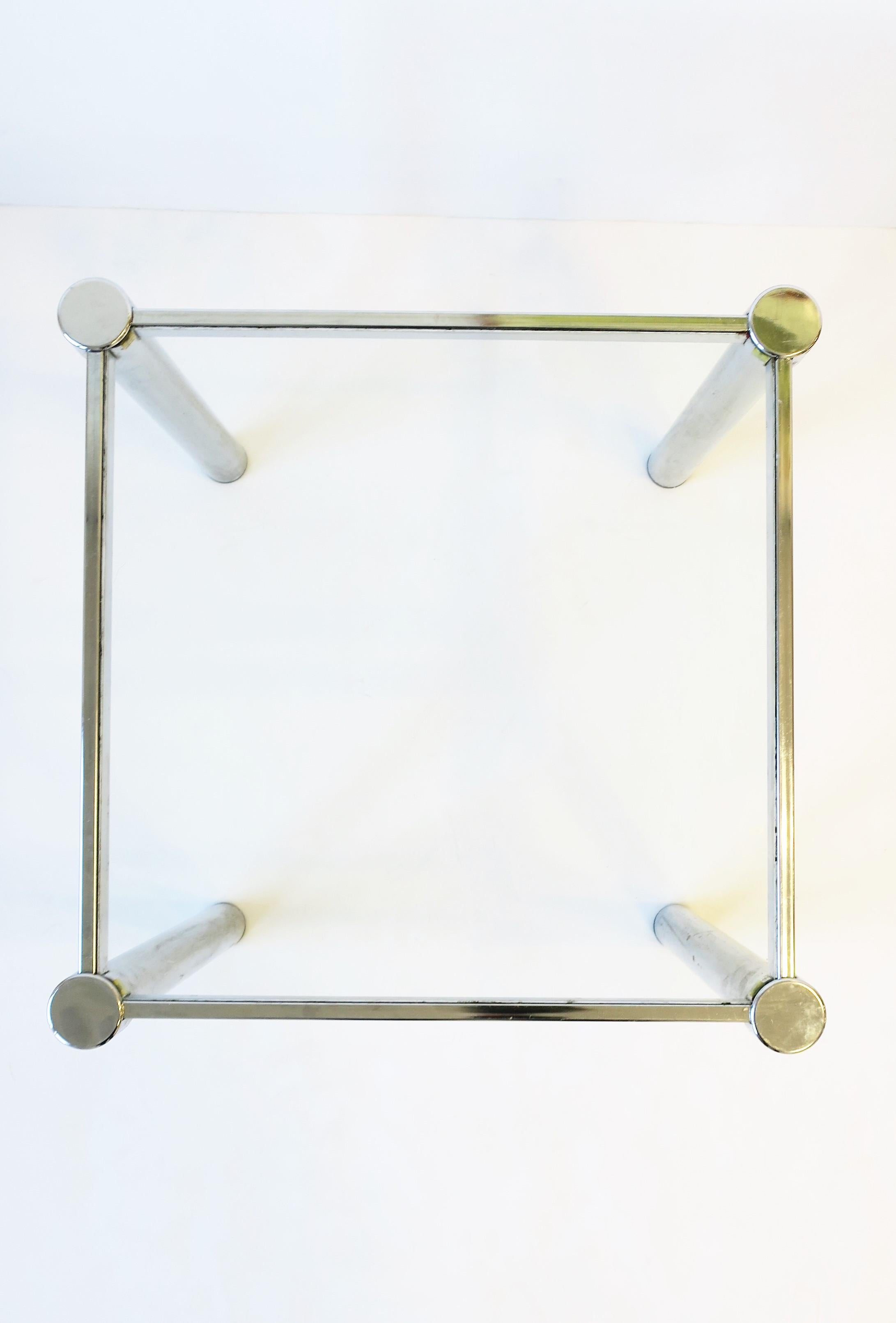 Postmodern Tubular Chrome and Glass End or Side Table, circa 1970s 6