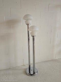 Postmodern Tubular Chrome Floor Lamp With