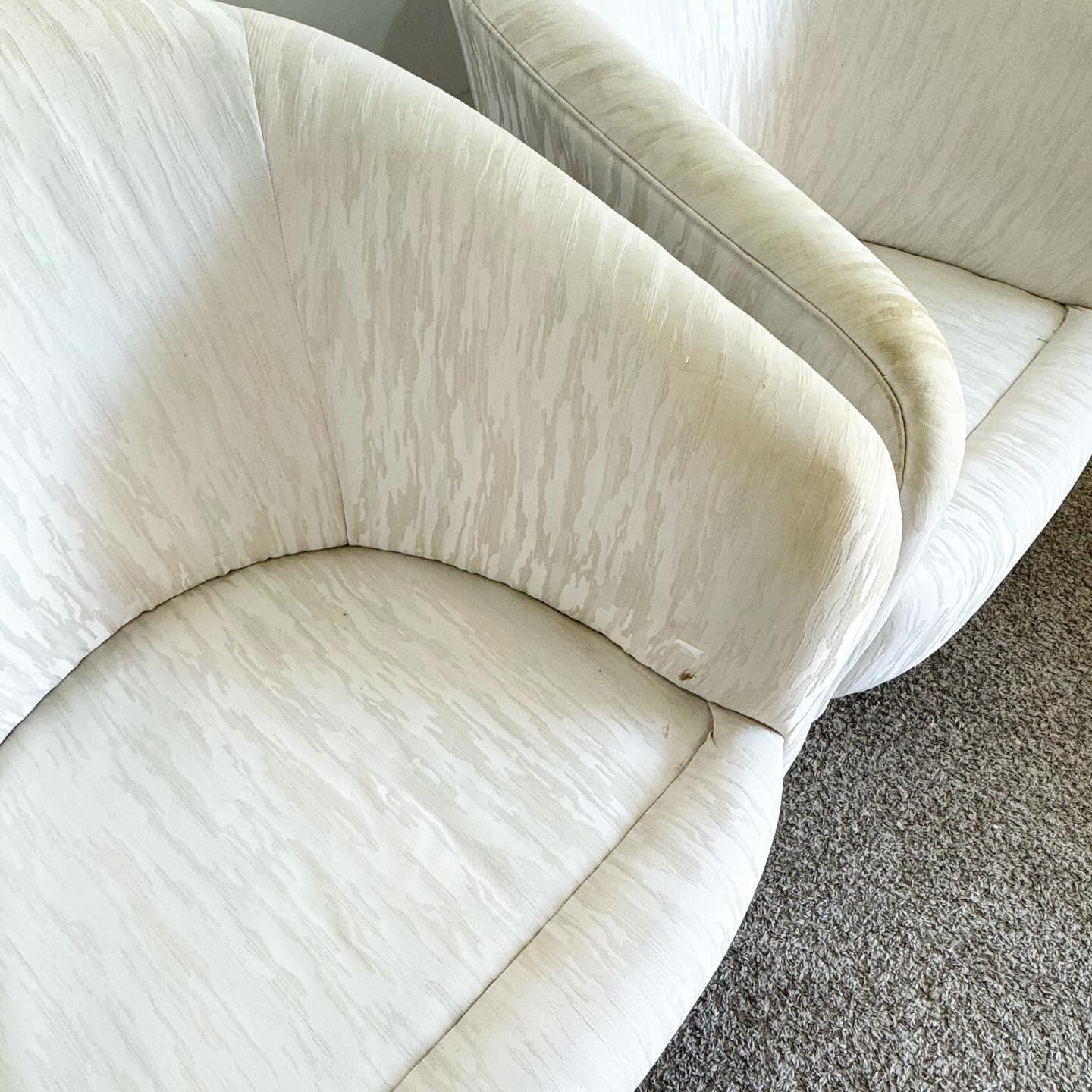 Postmodern Tufted Barrel Swivel Chairs - a Pair For Sale 4