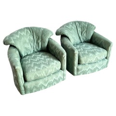 Sedie da salotto girevoli postmoderne in Fabrice turchese - Una coppia