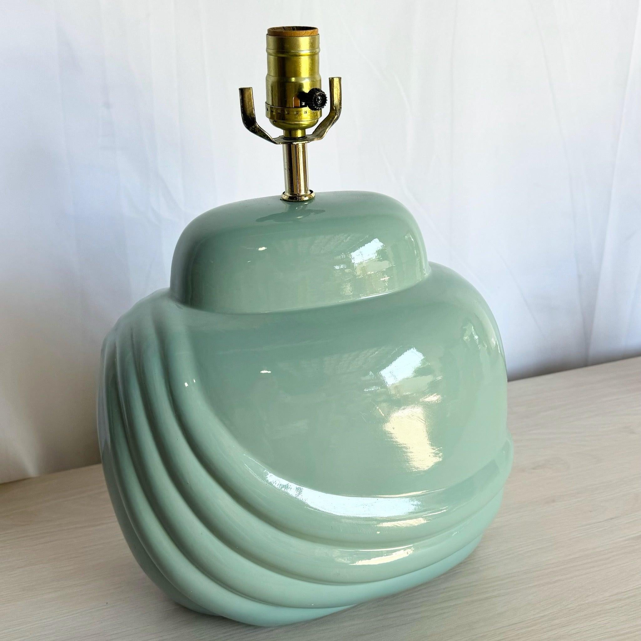 Postmodern Turquoise Scalloped Table Lamp For Sale 1