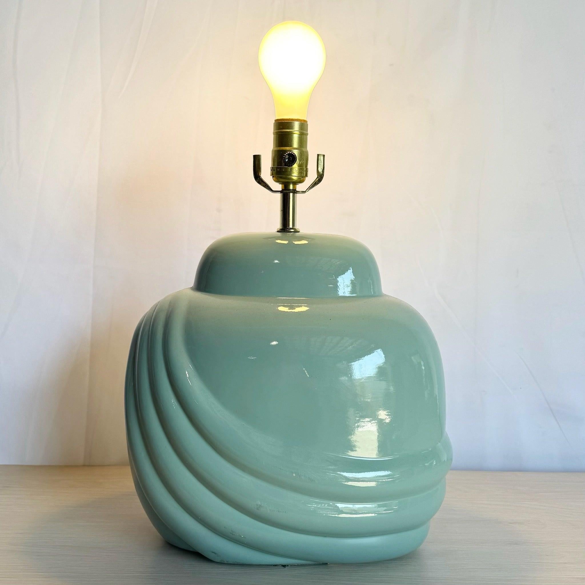 Postmodern Turquoise Scalloped Table Lamp For Sale 2