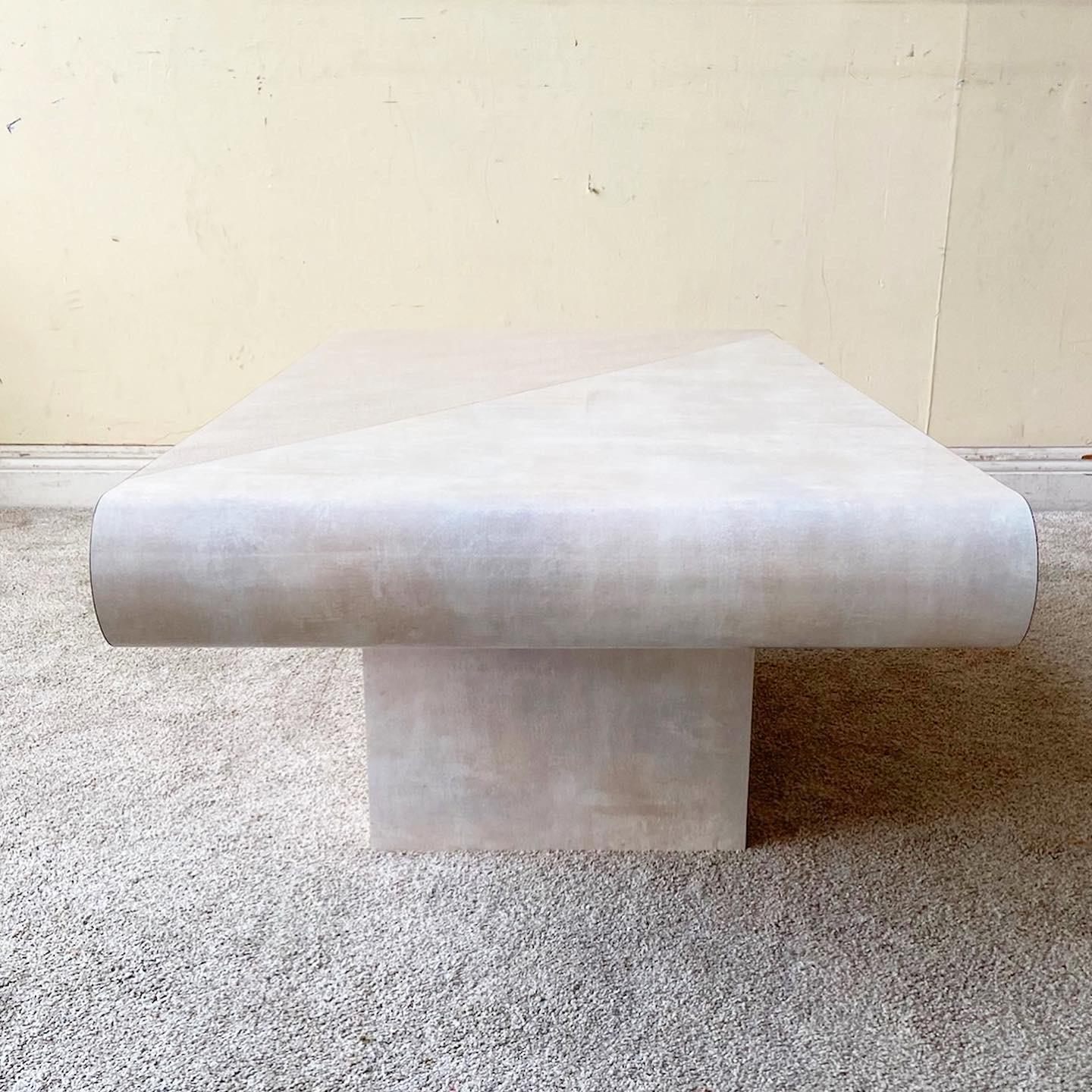 Postmodern Two Tone Pink Brushed Lacquer Laminate Coffee Table 1