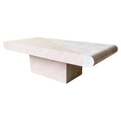 Postmodern Two Tone Pink Brushed Lacquer Laminate Coffee Table
