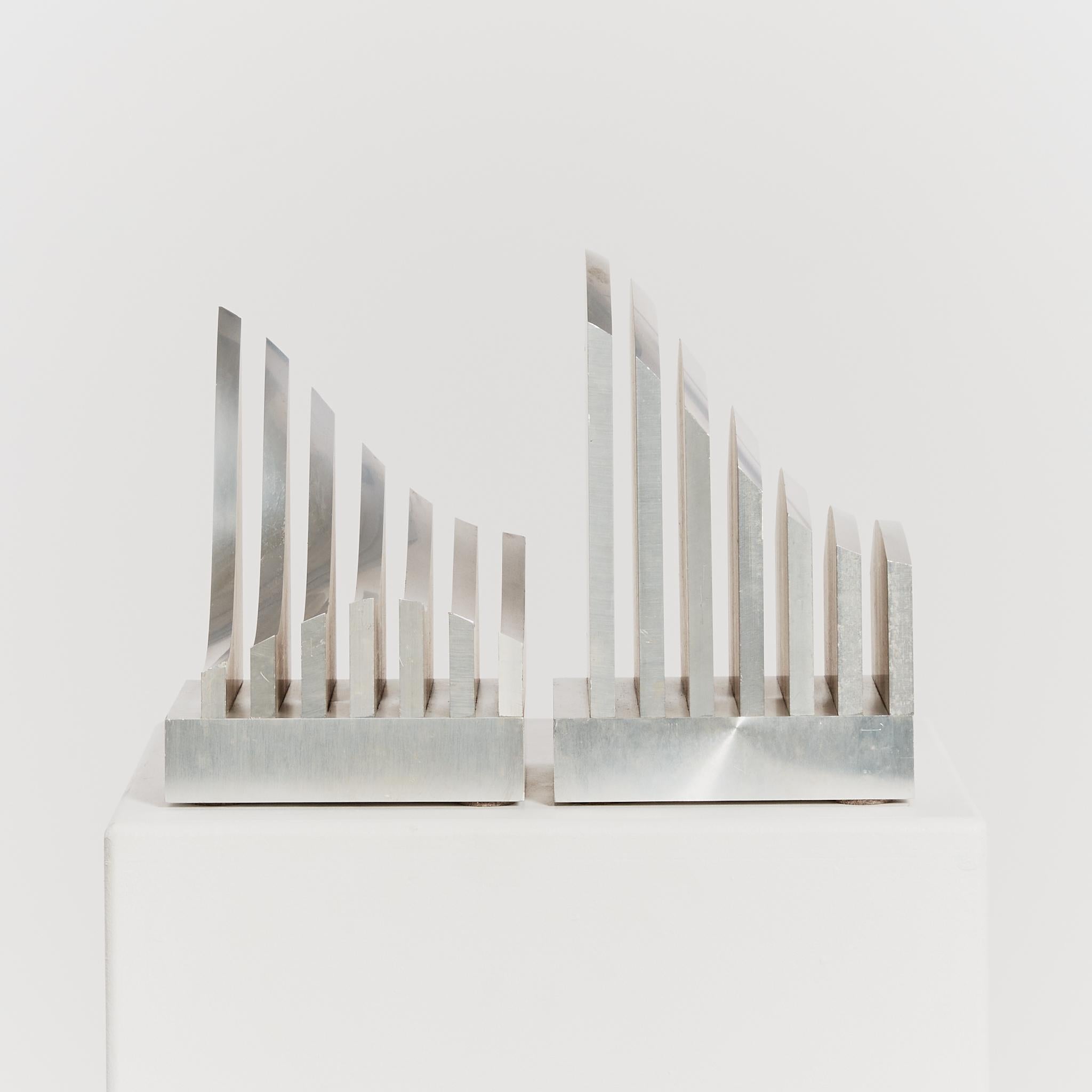 Stainless Steel Postmodern undulating stainless steel tabletop sculpture by Jiro Sugawara 