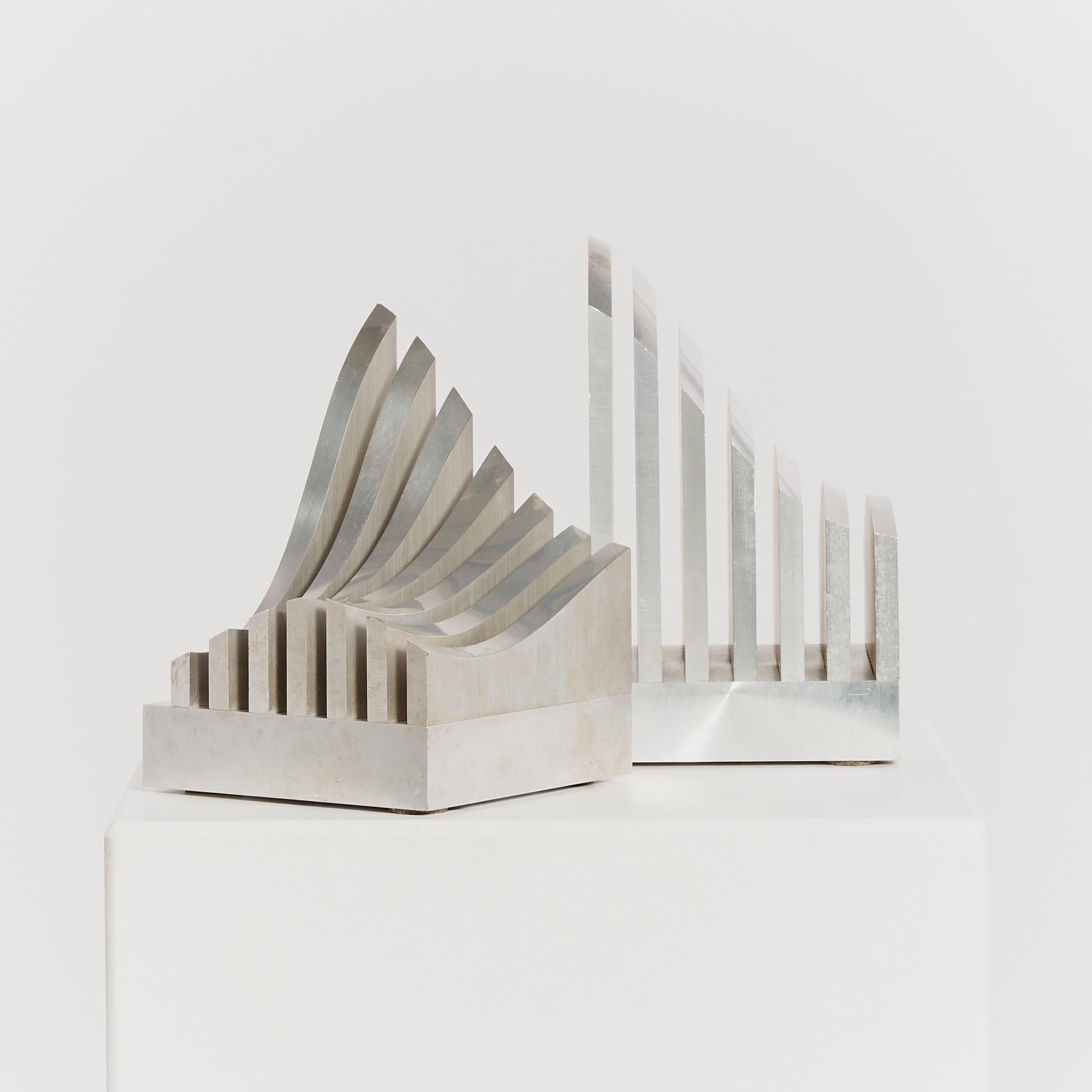 Postmodern undulating stainless steel tabletop sculpture by Jiro Sugawara  1