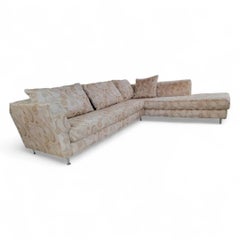 Postmodern Upholstered L-Shaped Chaise Lounge Metal Leg Sectional by Carsons