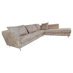 Postmodern Upholstered L-Shaped Chaise Lounge Metal Leg Sectional by Carsons
