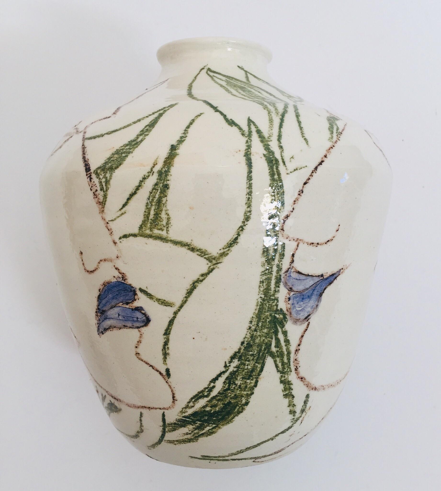 Ceramic Postmodern Vase with Abstract Head Portraits Figures in Jean Cocteau Style