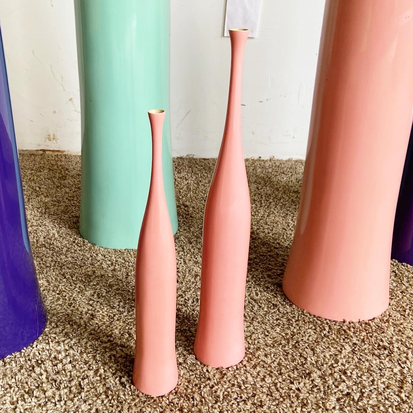 Post-Modern Postmodern Vases by Oggetti in Pink, Purple, and Teal - 6 Pieces For Sale
