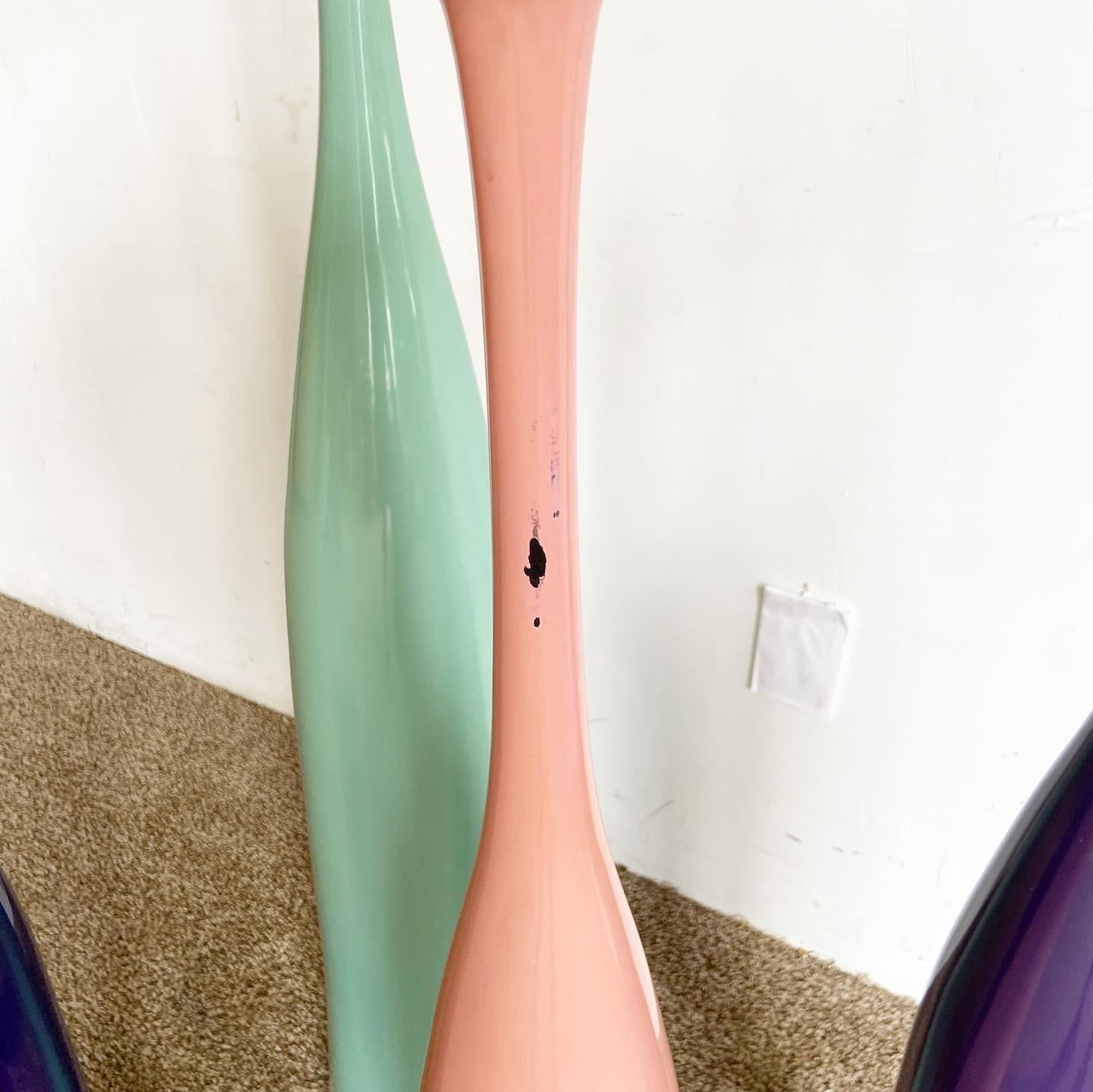 Postmodern Vases by Oggetti in Pink, Purple, and Teal - 6 Pieces In Good Condition For Sale In Delray Beach, FL
