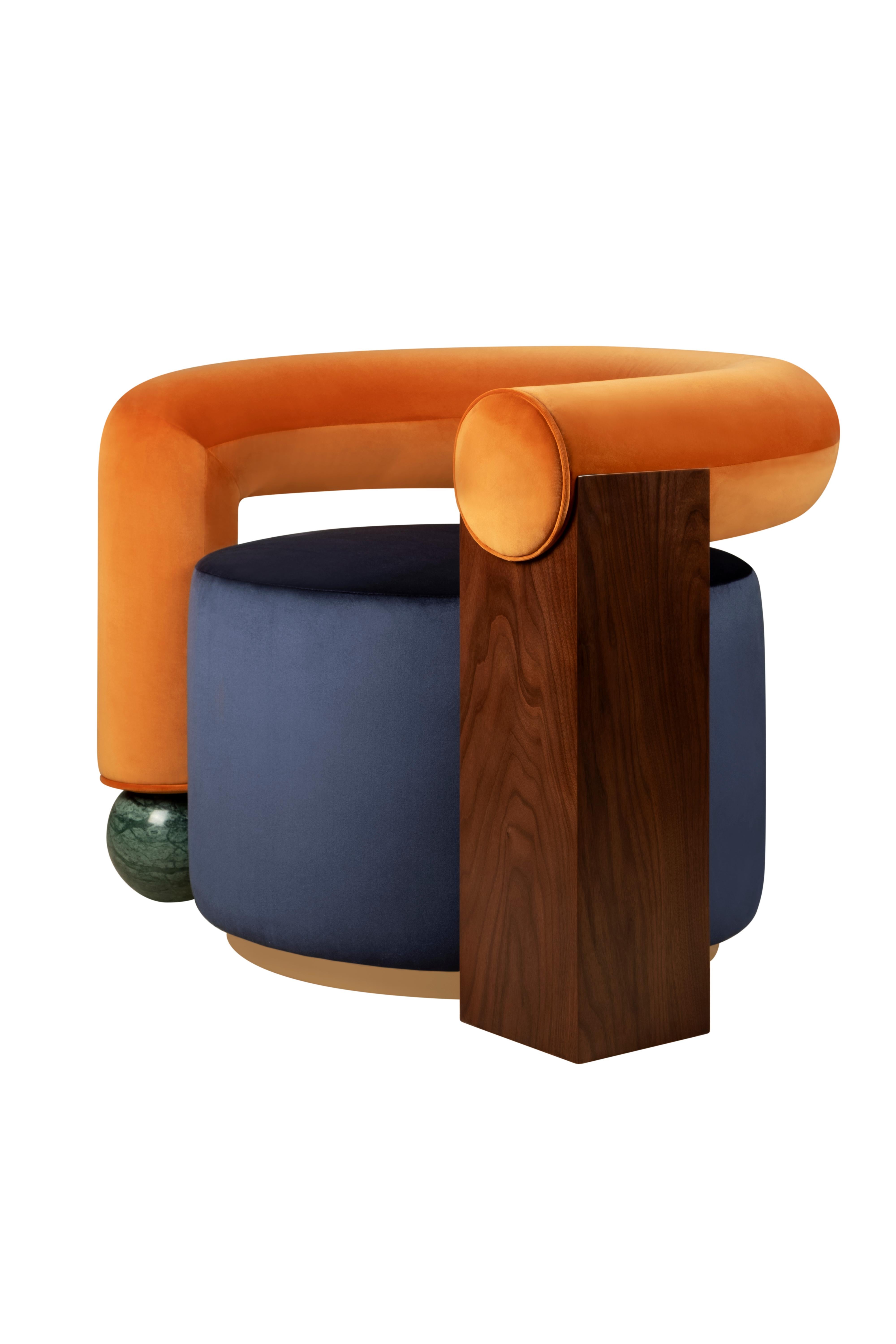 Postmodern Galatea Armchair Kirkby Fabric Handmade in Portugal by Malabar For Sale 9