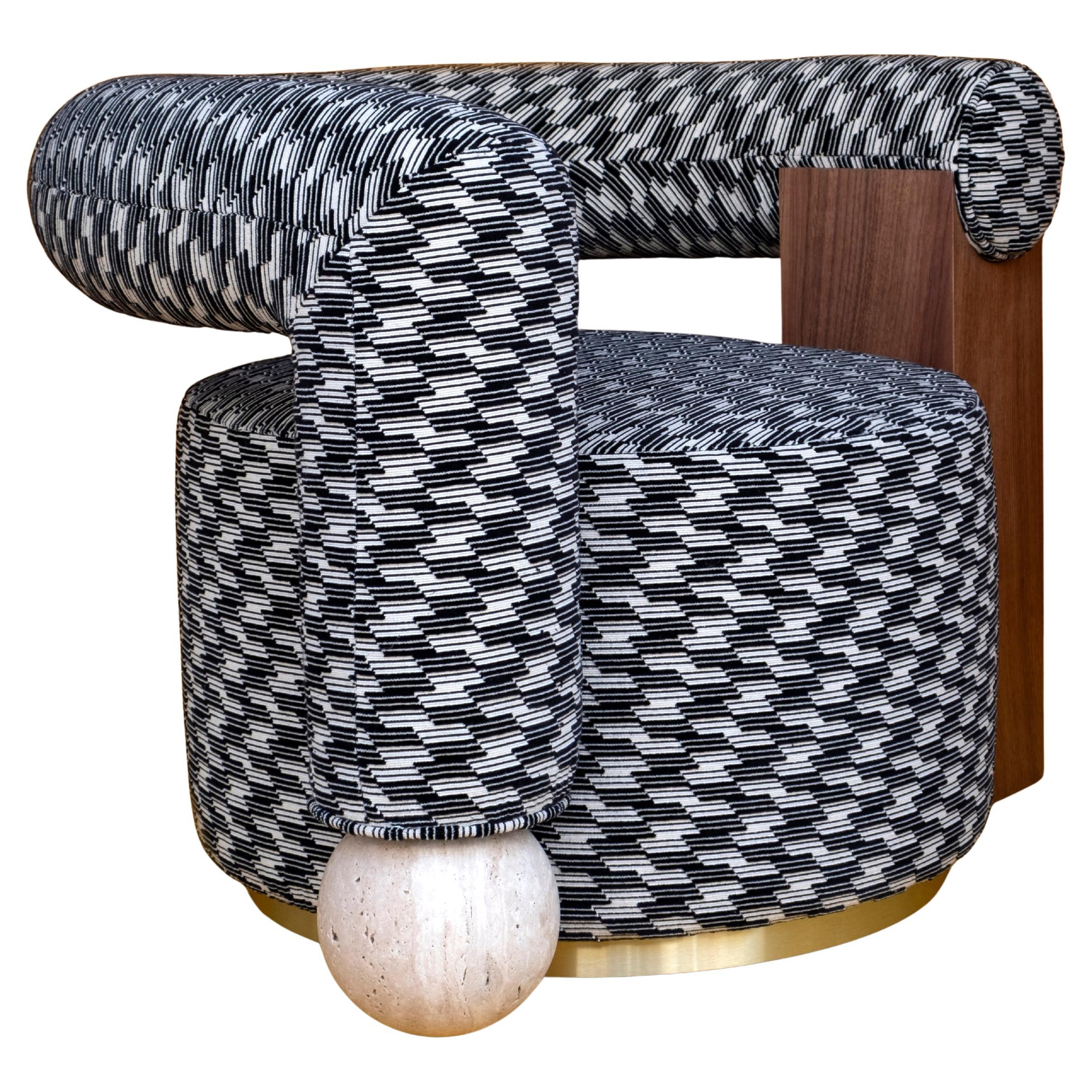 Fauteuil postmoderne Galatea Tissu Kirkby Fait main au Portugal par Malabar