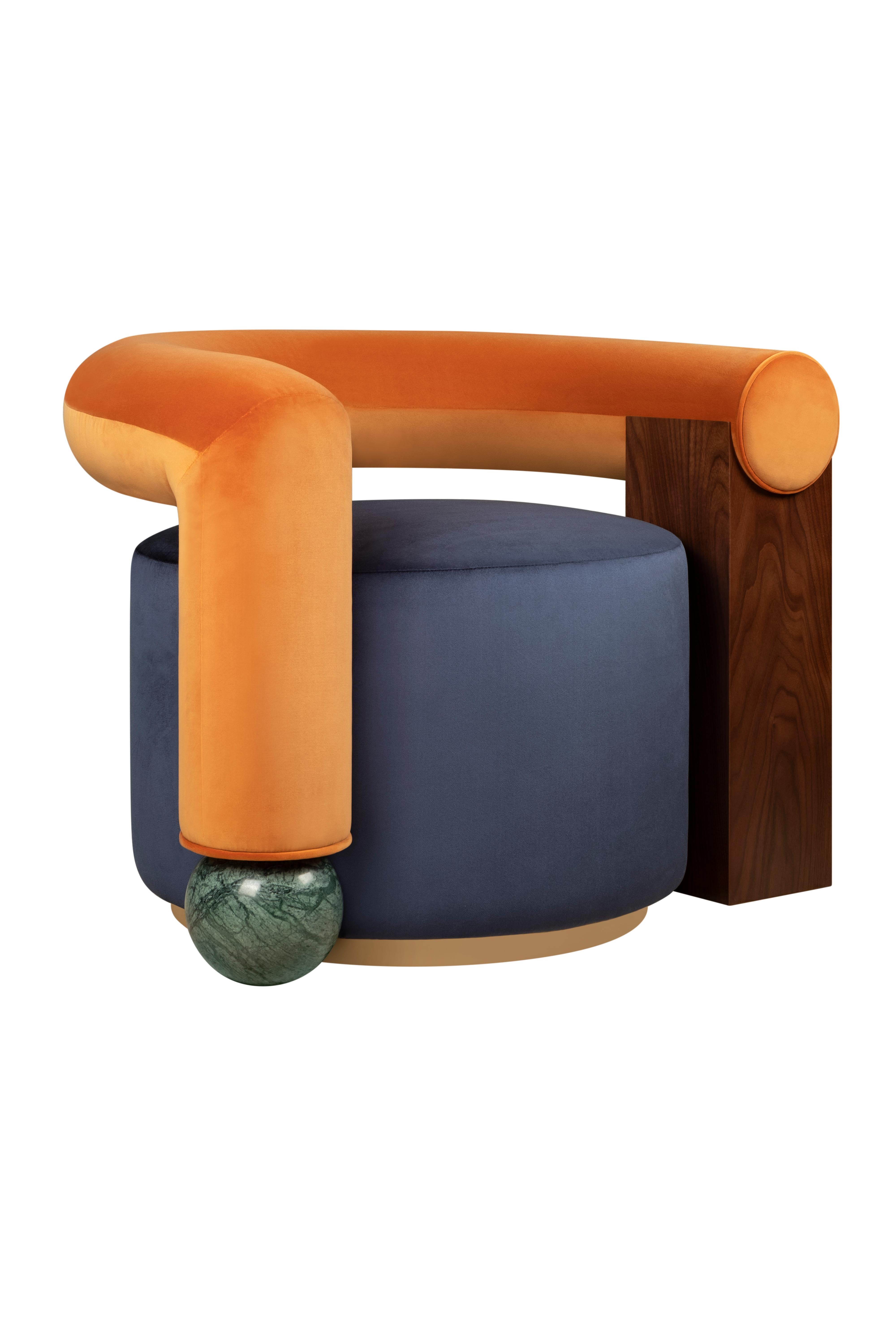 Postmodern Velvet Galatea Armchair, Handmade in Portugal by Malabar For Sale 12