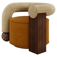 Sillón posmoderno Galatea de terciopelo, hecho a mano en Portugal por Malabar