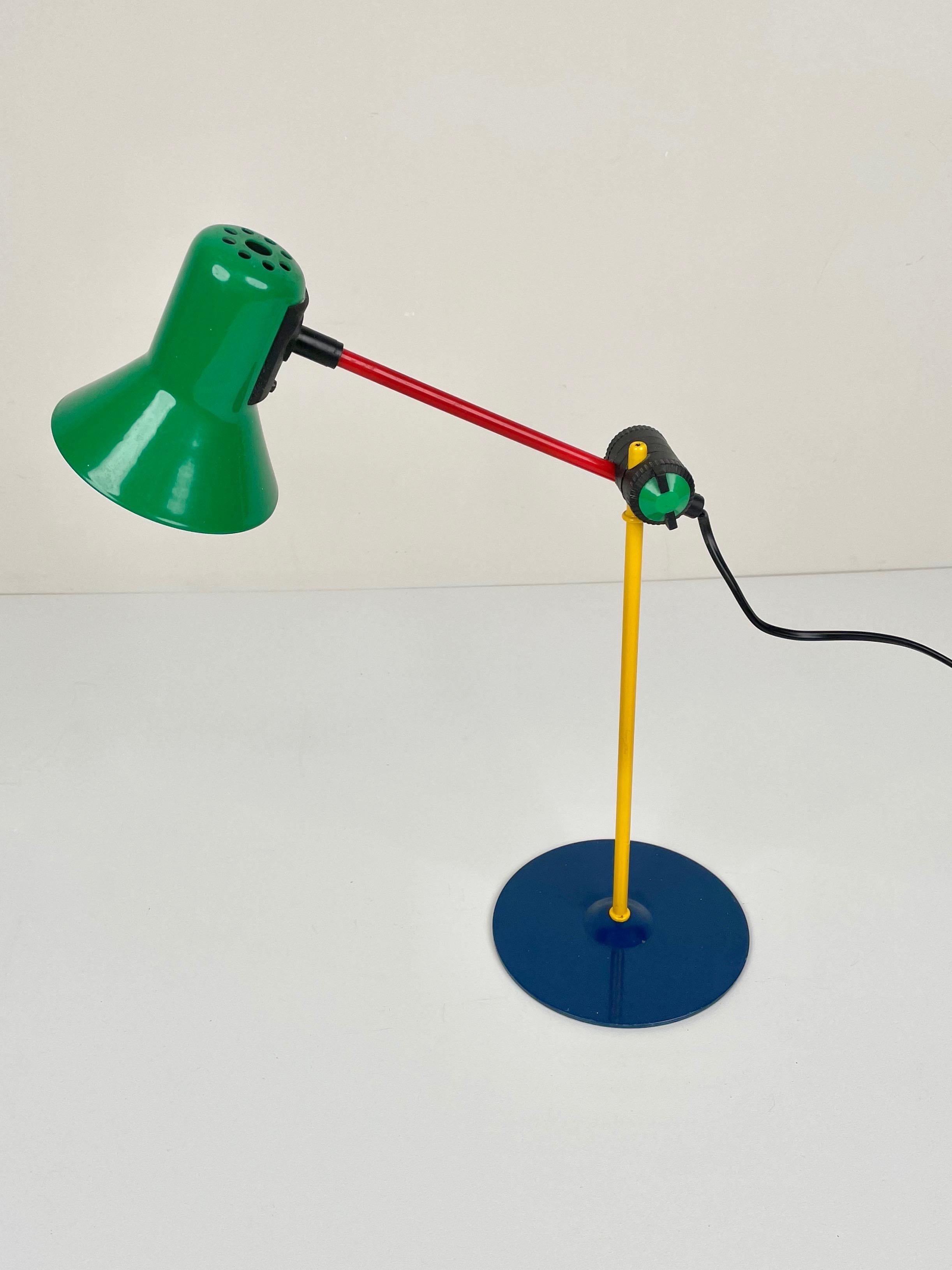 Postmodern colored desk task table lamp by Veneta Lumi, Italy, 1990s.