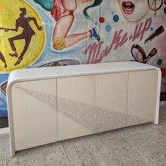Postmodern vintage American curved ends textured plaster sideboard 1980s