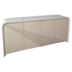 Postmodern vintage American curved ends textured plaster sideboard 1980s