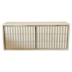 Postmodern Used Dresser with Fluted and Brass Details