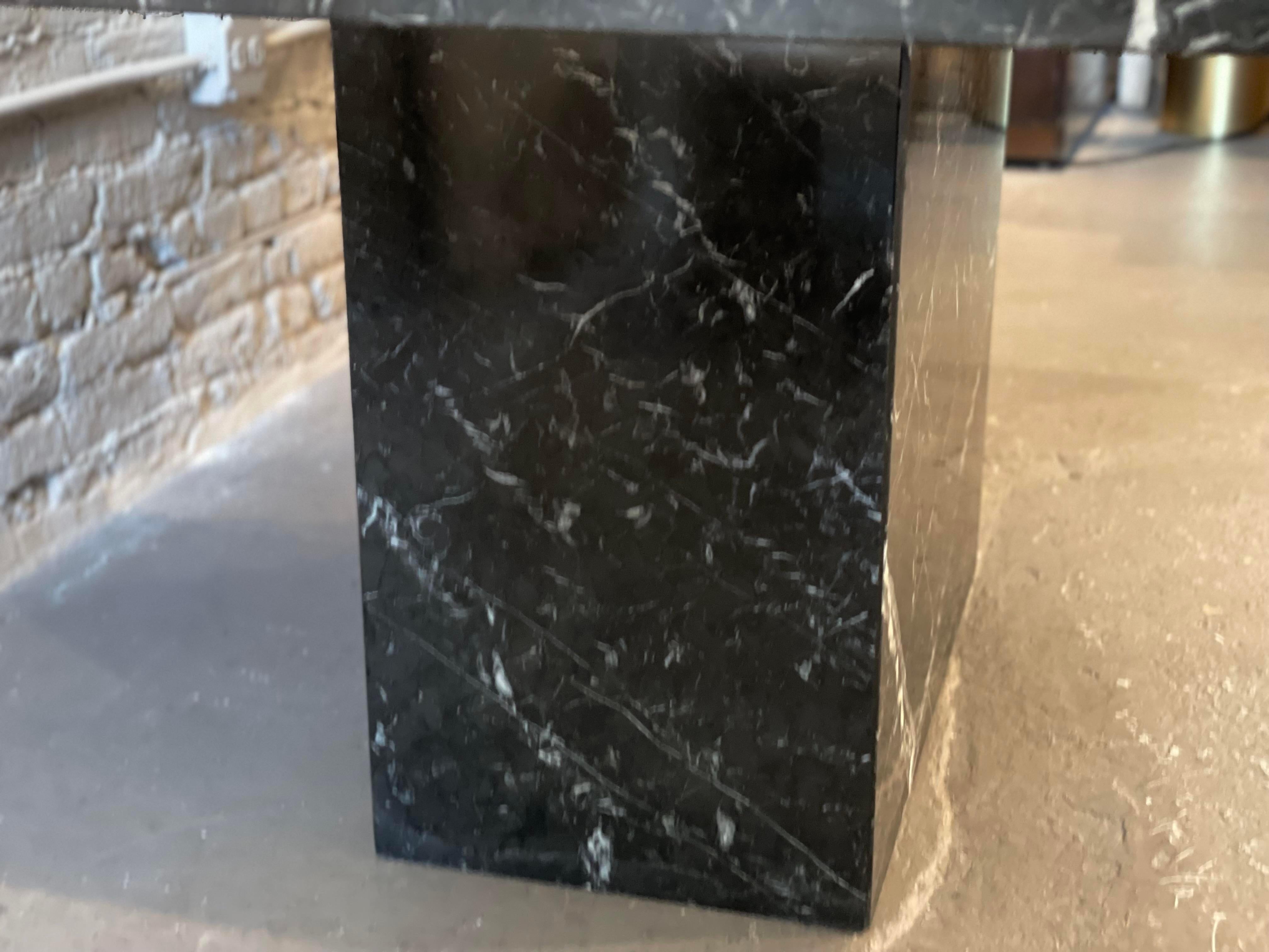 Postmodern Vintage Nero Marquina Black Marble Dining Table with Scalloped Edge For Sale 5