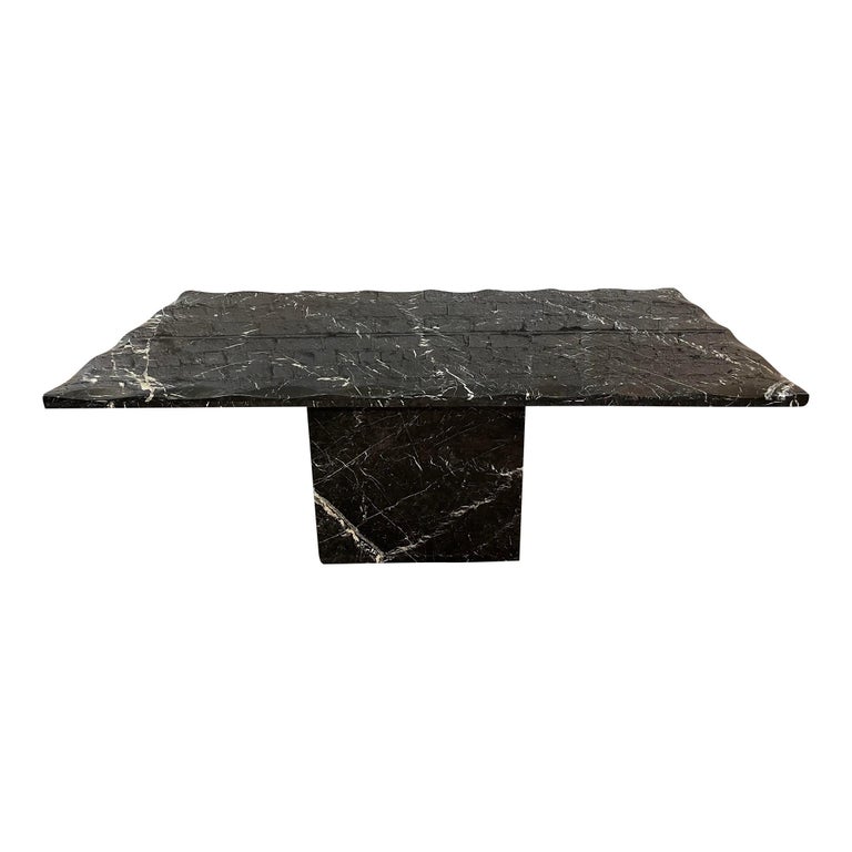 Postmodern Vintage Nero Marquina Black Marble Dining Table with ...
