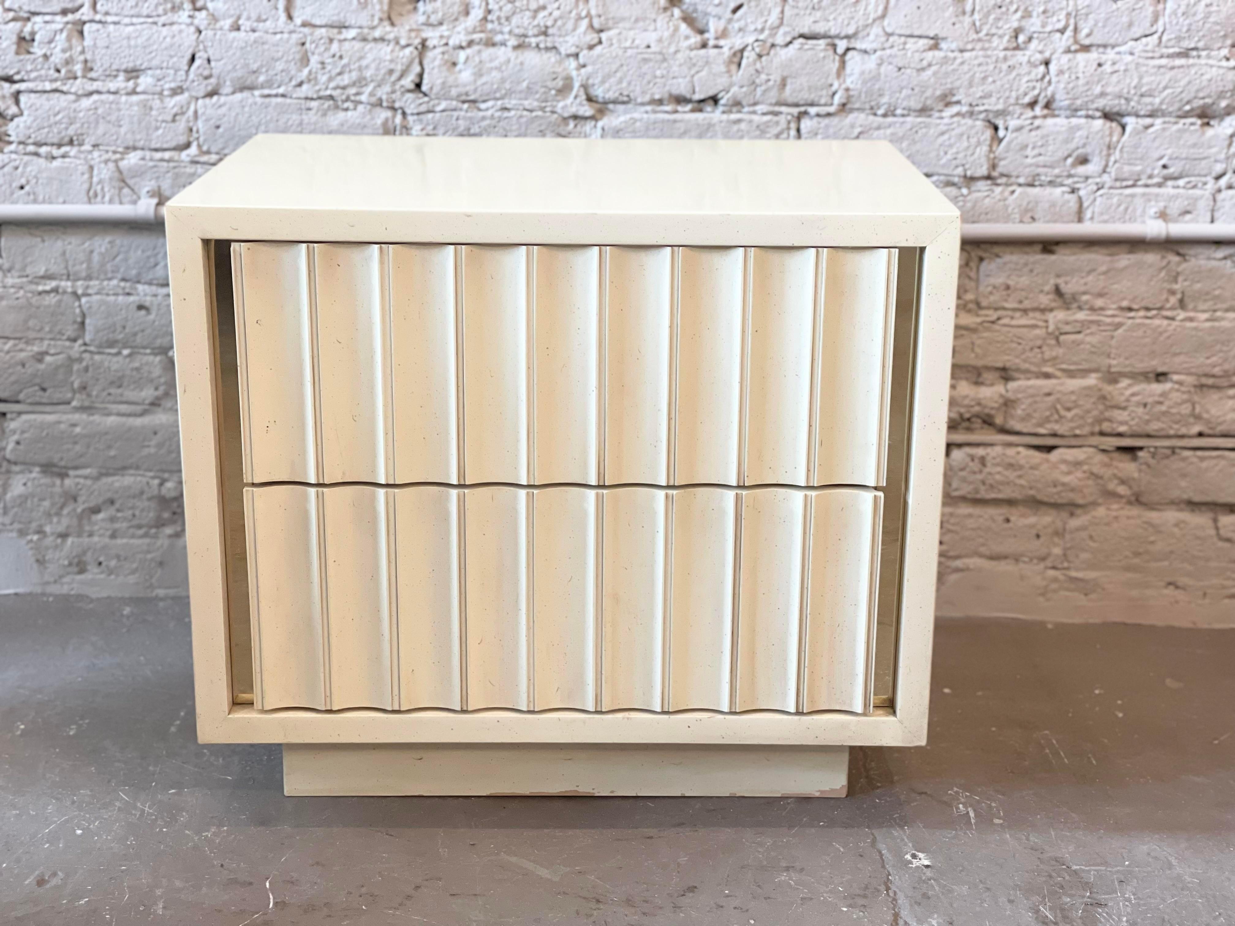 Late 20th Century Postmodern Vintage Nightstand with Fluted and Brass Detailing
