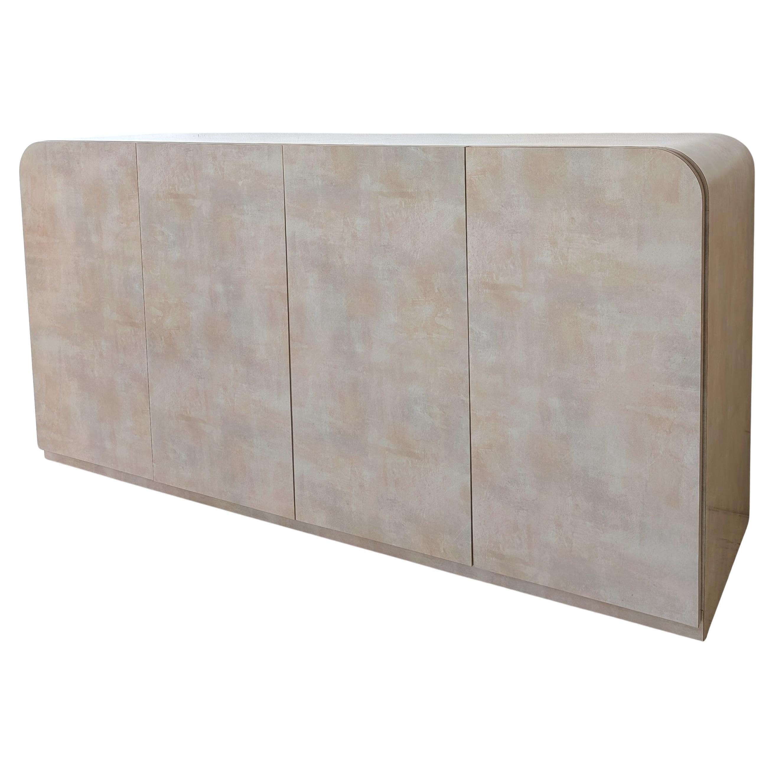 Postmodernes Vintage-Wasserfall-Sideboard aus Laminat in Pastell, Rosa, Blau und Pfirsich, USA 1980er Jahre