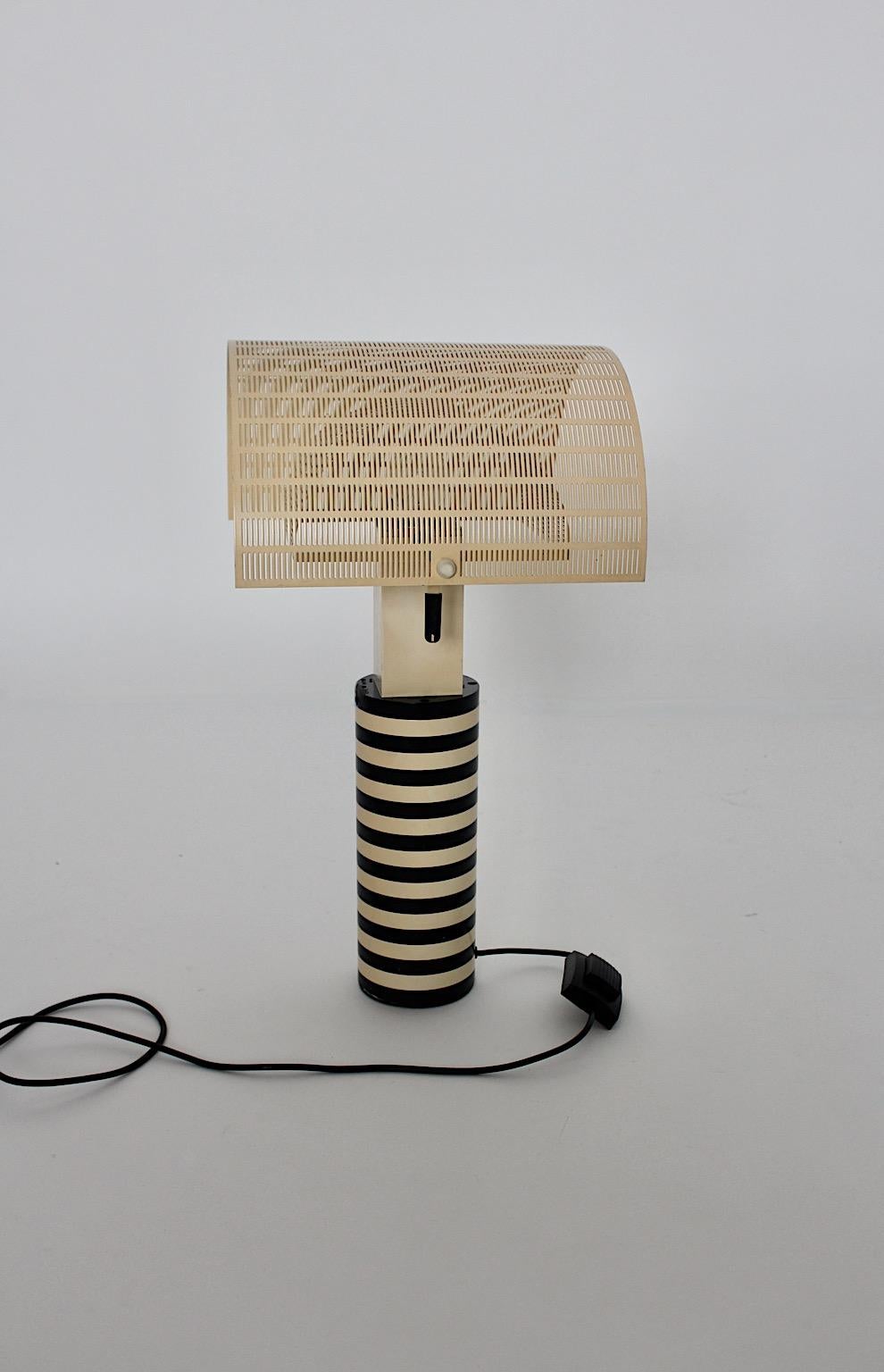 Postmodern Vintage Shogun Black White Table Lamp Mario Botta Artemide 1986 Italy 4
