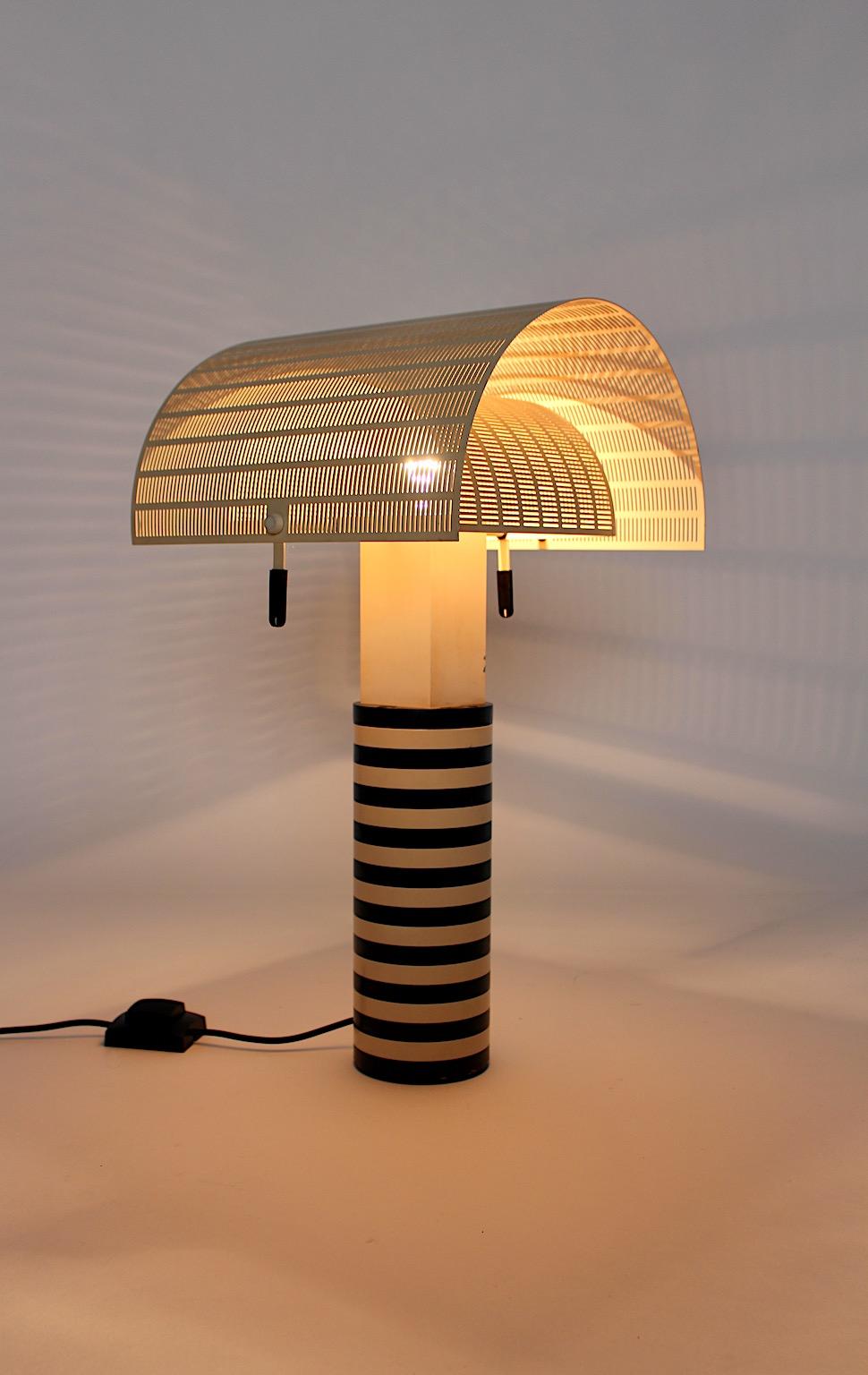 Postmodern Vintage Shogun Black White Table Lamp Mario Botta Artemide 1986 Italy 8