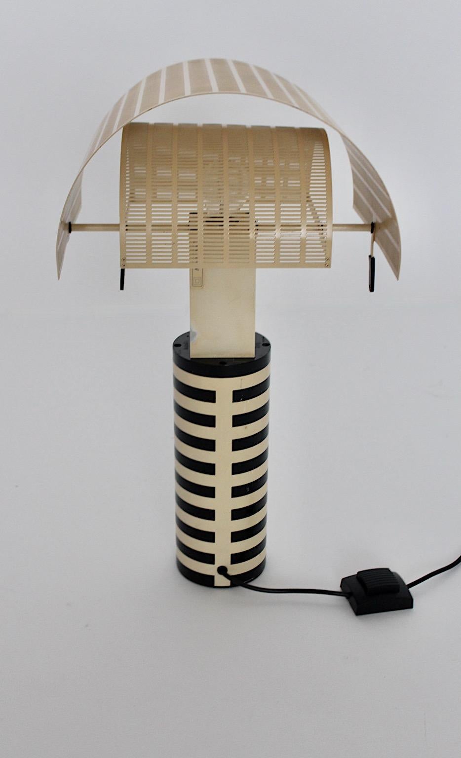 Post-Modern Postmodern Vintage Shogun Black White Table Lamp Mario Botta Artemide 1986 Italy