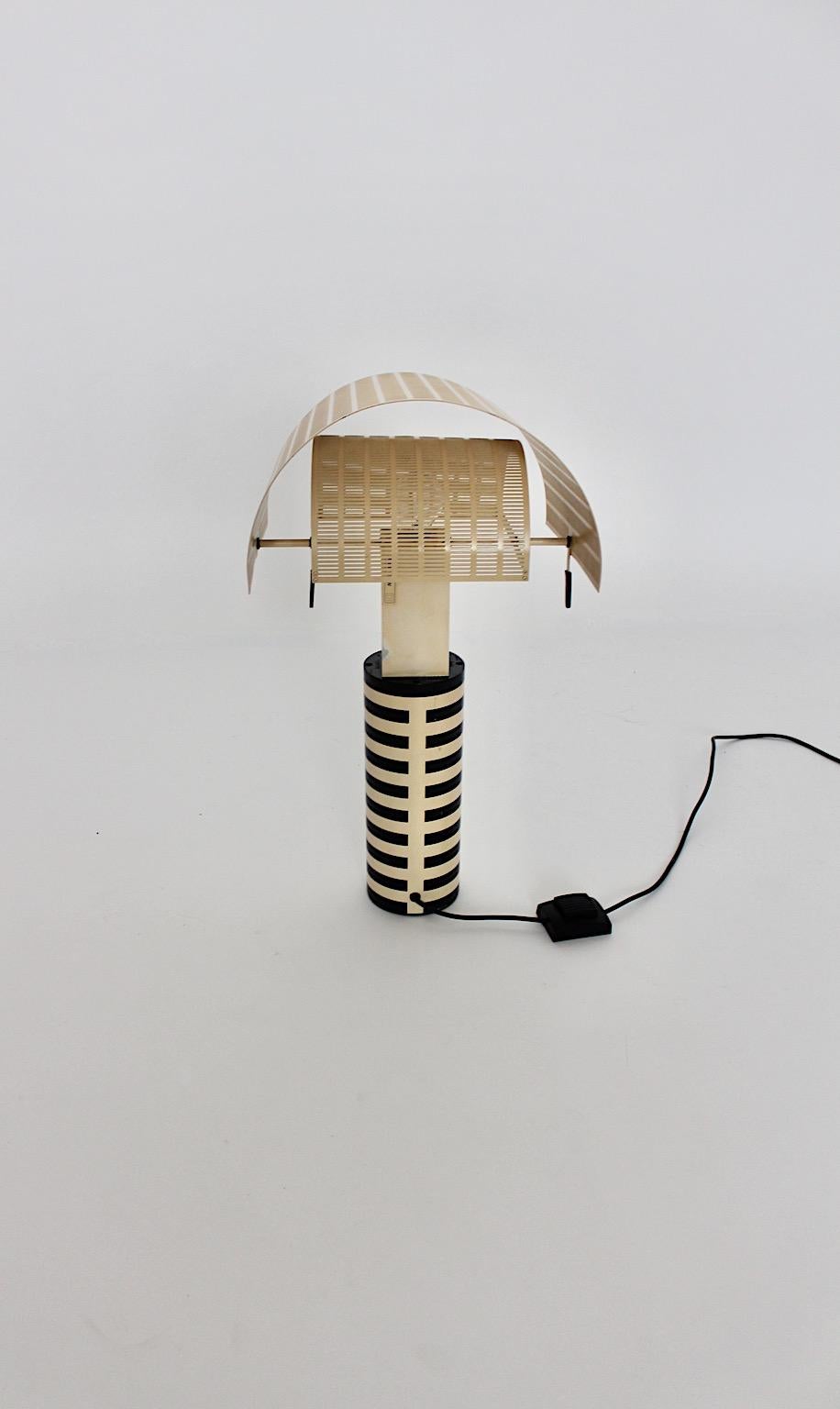 Italian Postmodern Vintage Shogun Black White Table Lamp Mario Botta Artemide 1986 Italy