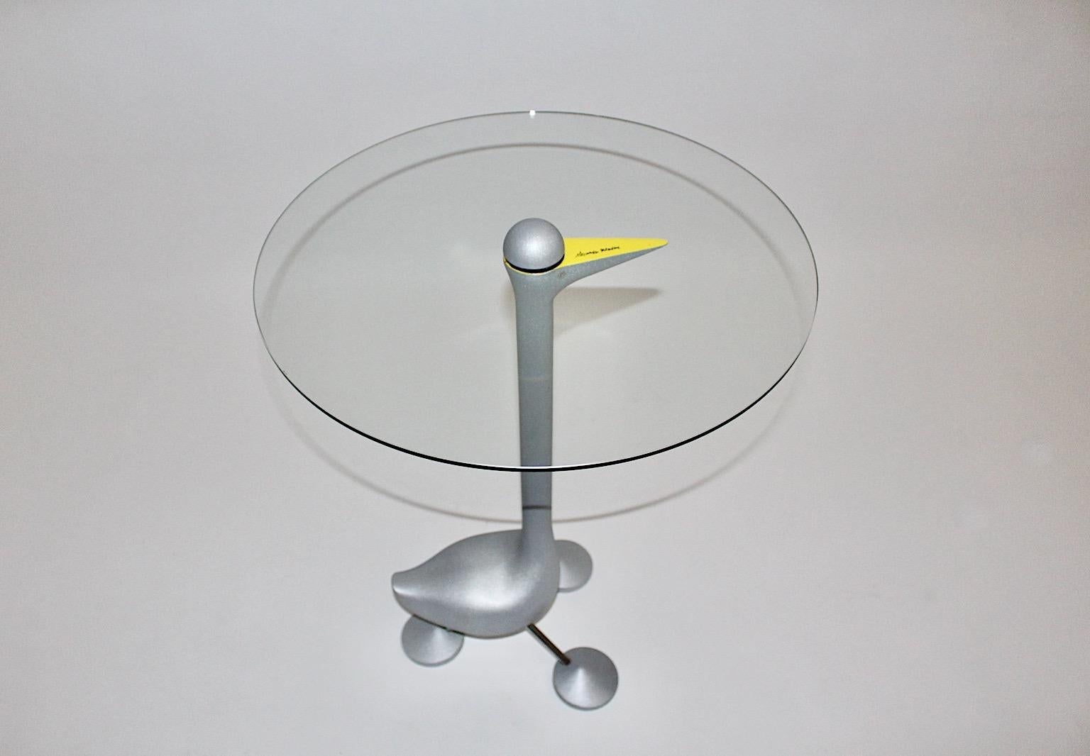 Aluminum Postmodern Vintage Side Table Sirfo Alessandro Mendini Zanotta Edizione 1986 For Sale