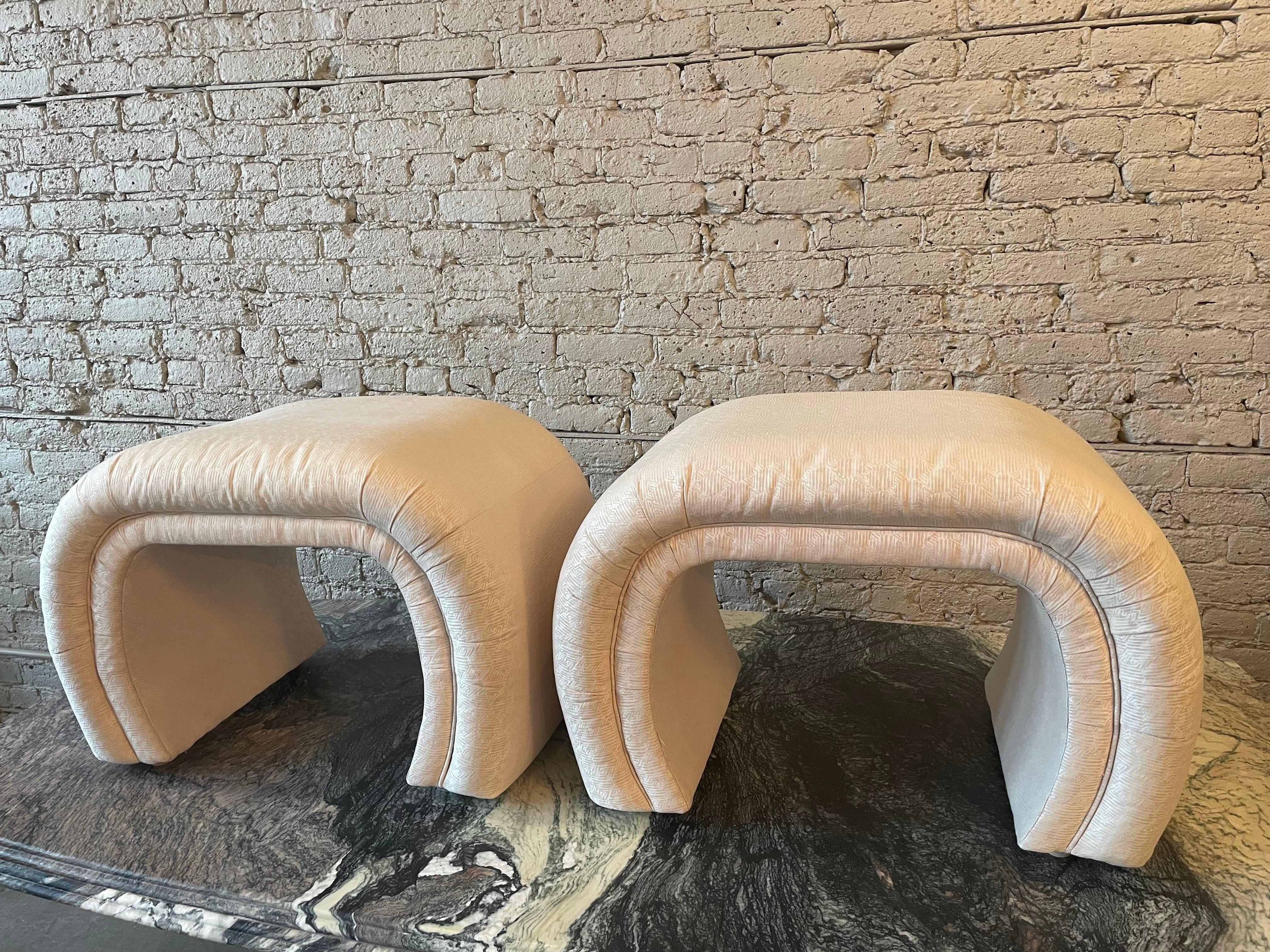 Late 20th Century Postmodern Vintage Waterfall Ottomans, a Pair For Sale