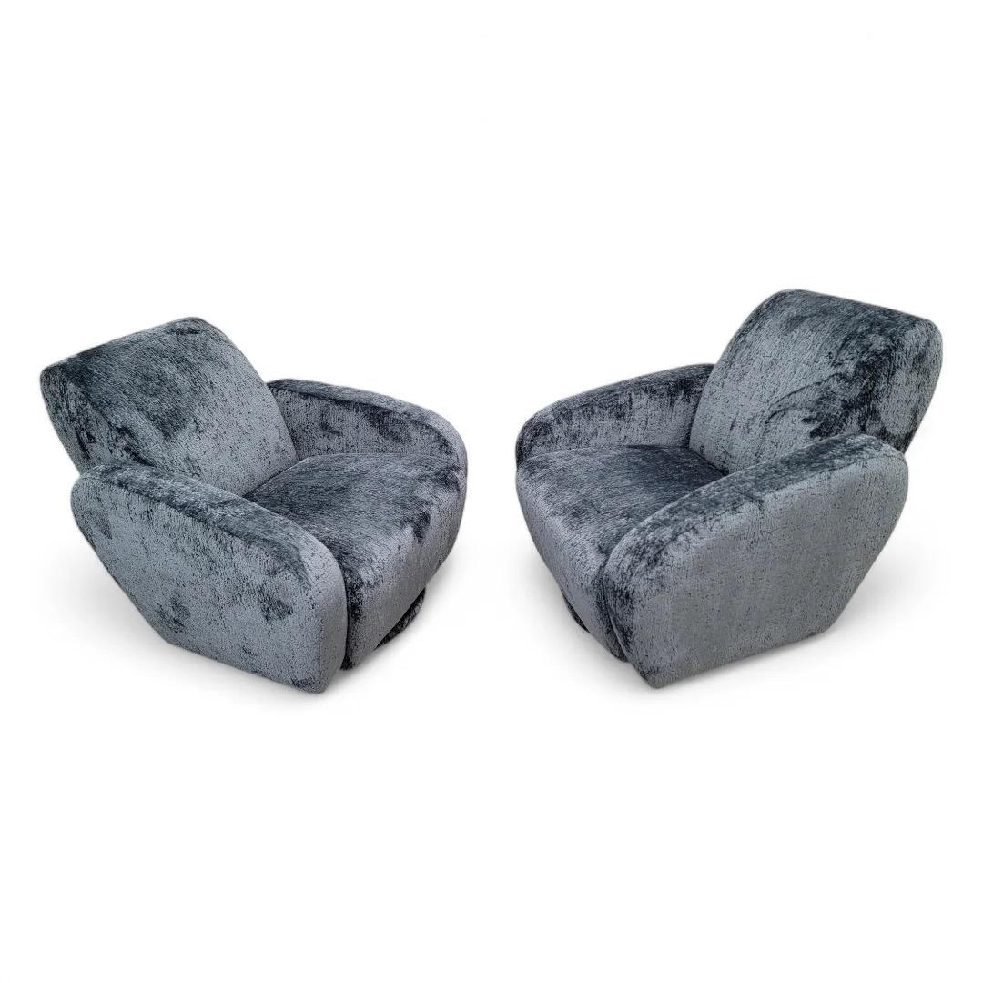 Sillones Giratorios Postmodernos Recién Retapizados en Boucle - Pareja siglo XX en venta