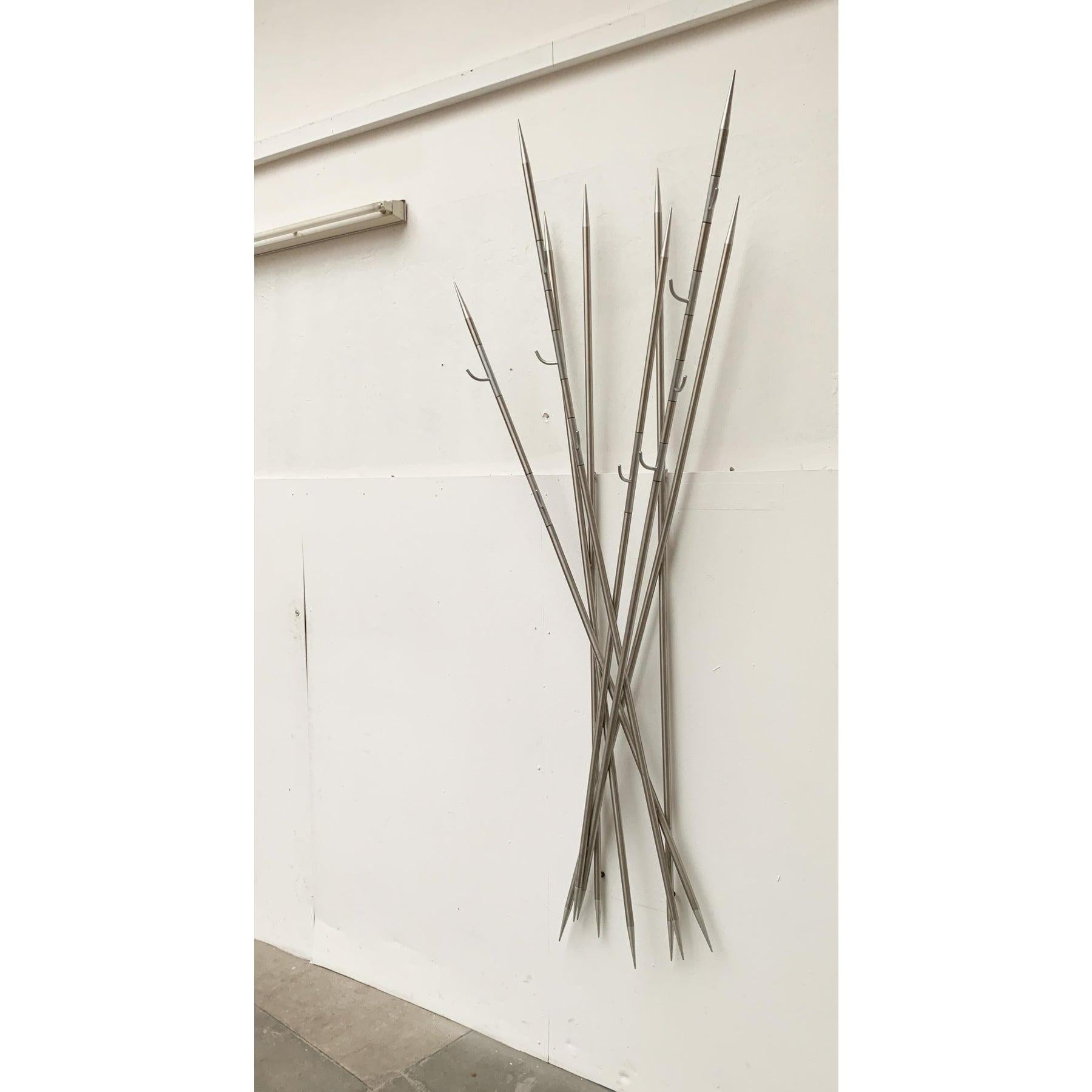 Imposing wall wardrobe in postmodern design language.

Additional information:
Material: Metal
Color: Silver
Styles: Postmodern
Item Type: Vintage, Antique or Pre-owned
Diamension: 12.2ʺW × 12.2ʺD × 86.61ʺH
Condition: Unknown, Some